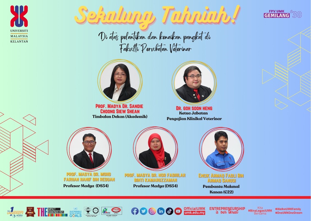 TAHNIAH DIATAS KENAIKAN PANGKAT STAF AKADEMIK DAN PENTADBIRAN DI UNIVERSITI MALAYSIA KELANTAN 